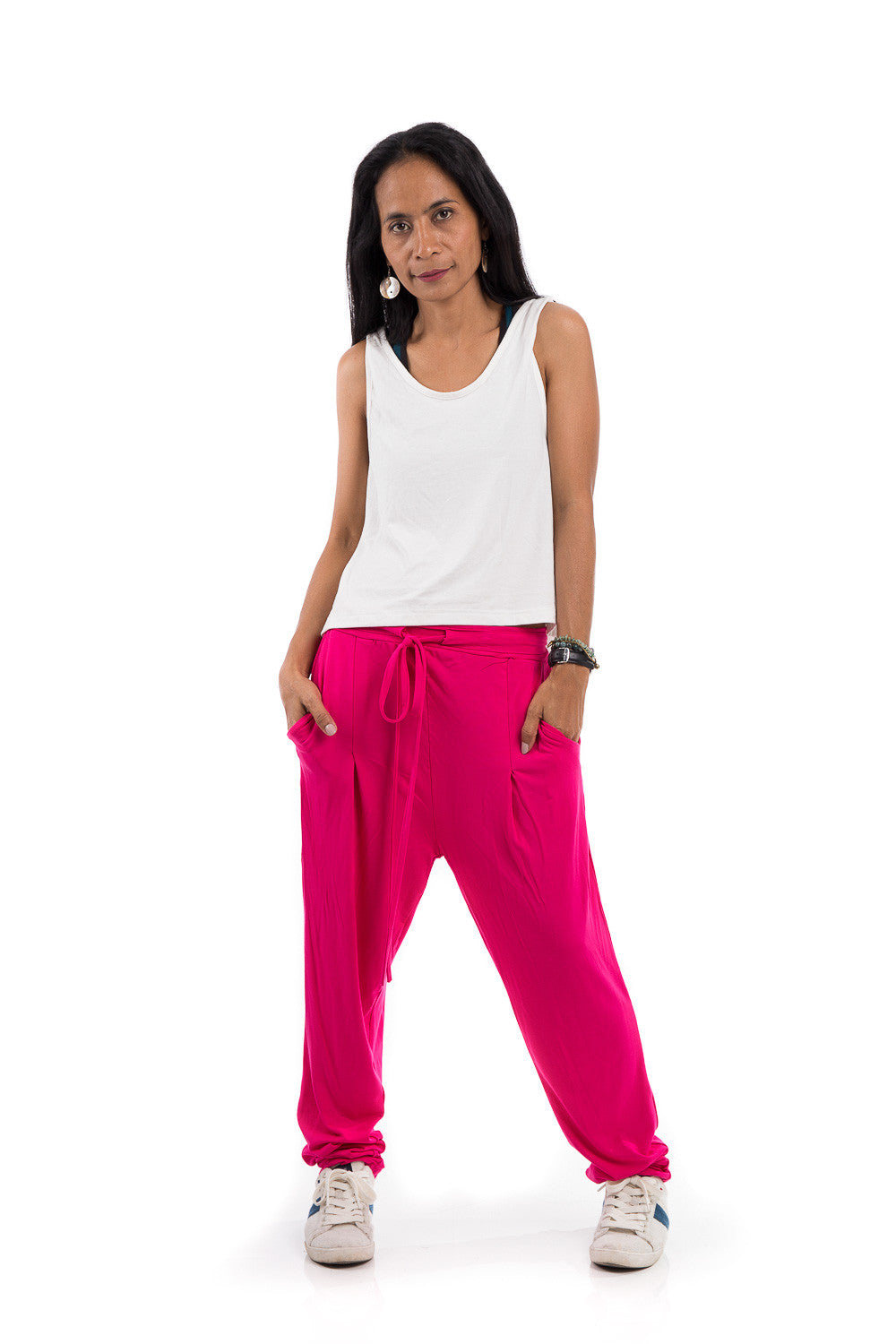 Womens Tapered/Carrot Pants Elegant Zipper Fly High Waist Hot Pink M -  Walmart.com